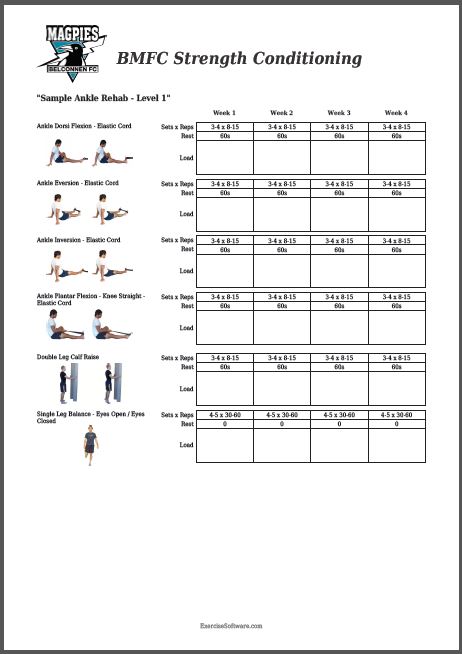 exercise session plan template